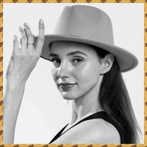 HP✨BROWN FEDORA WIDE BRIM FELT STRUCTURED HAT-NEW - Picture 3 of 6